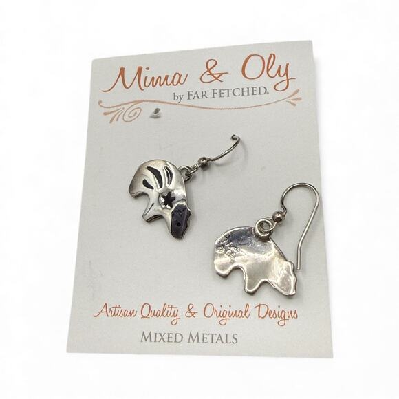 Far Fetched Bear with Resin Dangle Earrings Silver Plated Earwires Alpaca - Picture 4 of 5